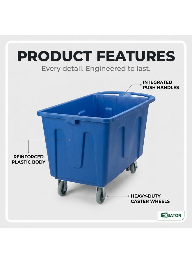 Gator Plastic Laundry Cart 450 Litre Blue | Extra-Large Capacity Linen Trolley | Open-Top Design | Lockable Castors | Hotel & Industrial Laundry Cart - Image 2