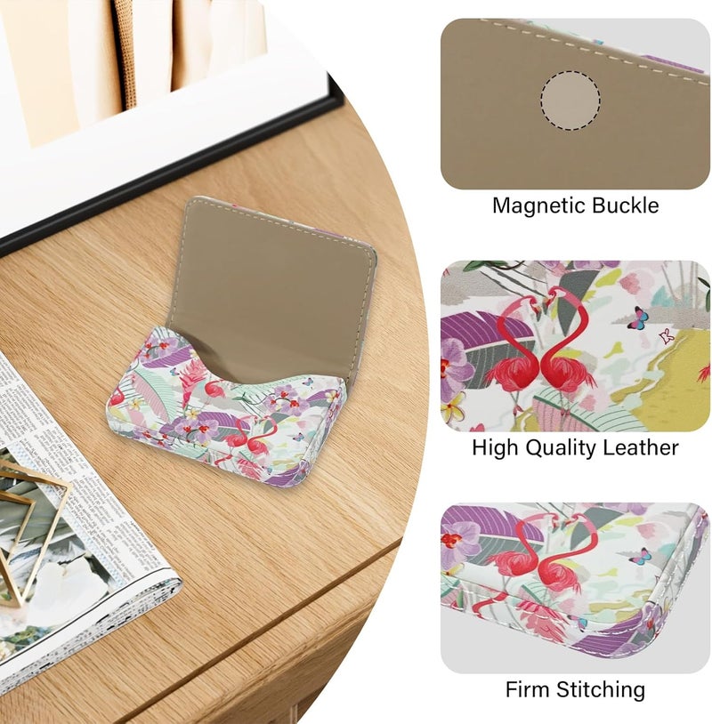 AI-DEE Business Card Holder，PU Leather Business Card Case Color Printing Pattern Card Holder Wallet，Pockets Magnetic Credit Card Holders for Men and Women - Rose Flowers - Image 2