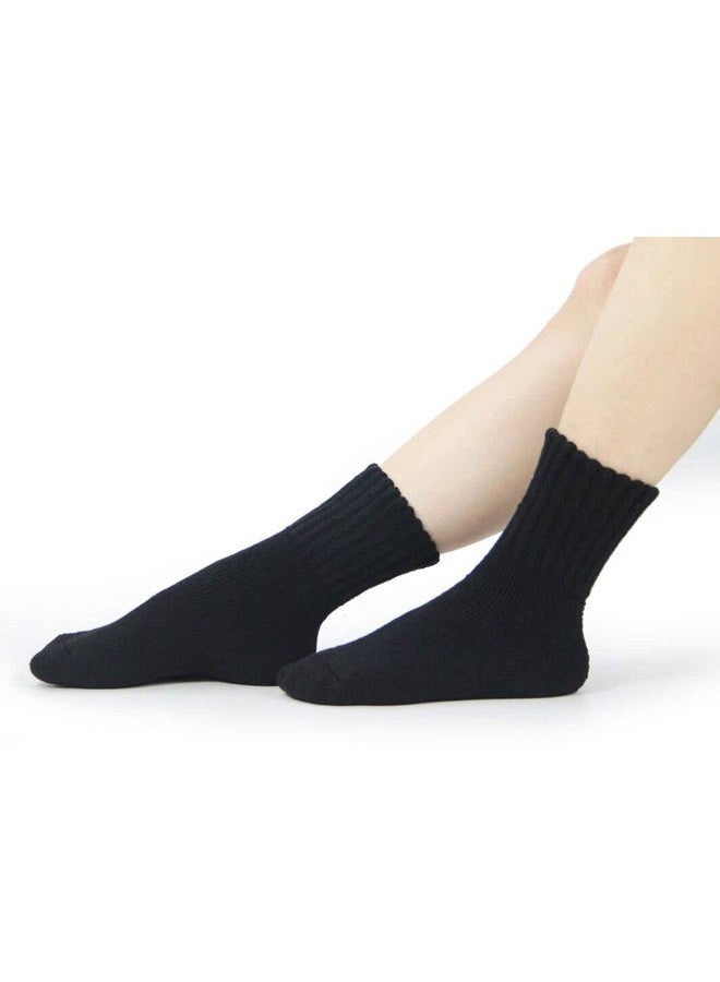 BenSorts Women Winter Solid Boots Socks Thick Warm Wool Socks 3 Pairs Pack Cozy Crew Socks Black - Image 2