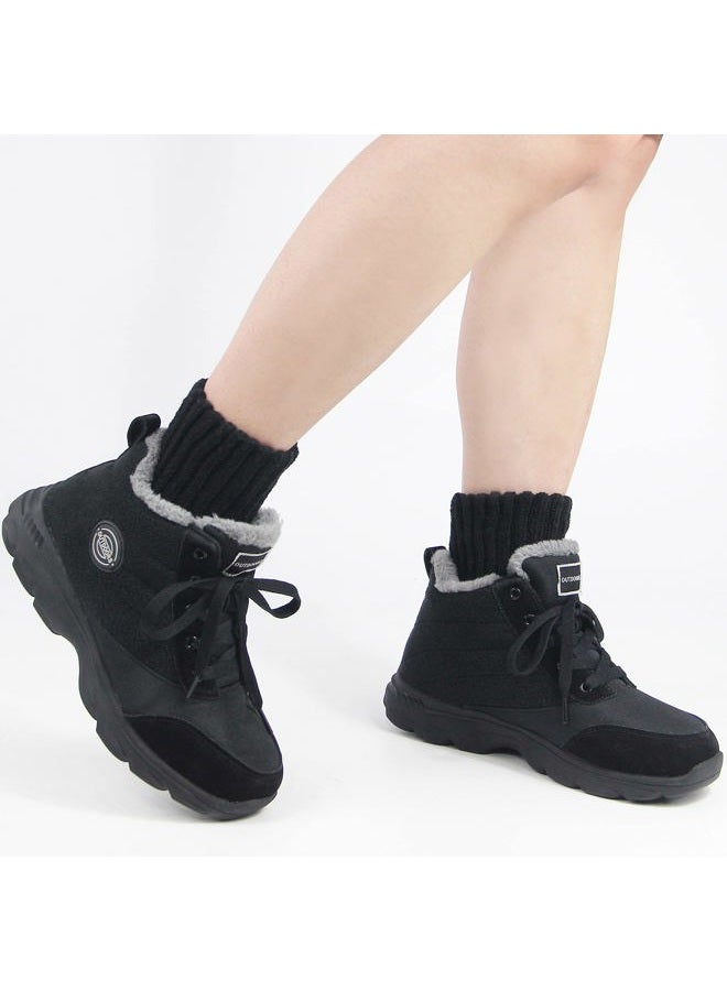 BenSorts Women Winter Solid Boots Socks Thick Warm Wool Socks 3 Pairs Pack Cozy Crew Socks Black - Image 5
