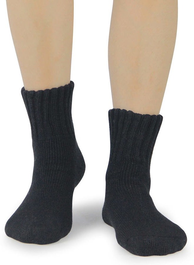 BenSorts Women Winter Solid Boots Socks Thick Warm Wool Socks 3 Pairs Pack Cozy Crew Socks Black - Image 4