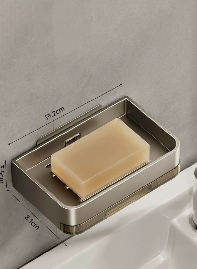 هومستر حامل صحن الصابون 2pcs، حامل الصابون للدش مع علبة الصرف، حامل الصابون المثبت على الجدار للحمام، المطبخ، العداد، الغسيل لتخزين الصابون، الإسفنجة، لا حفر صحن الصابون اللاصق - Image 2