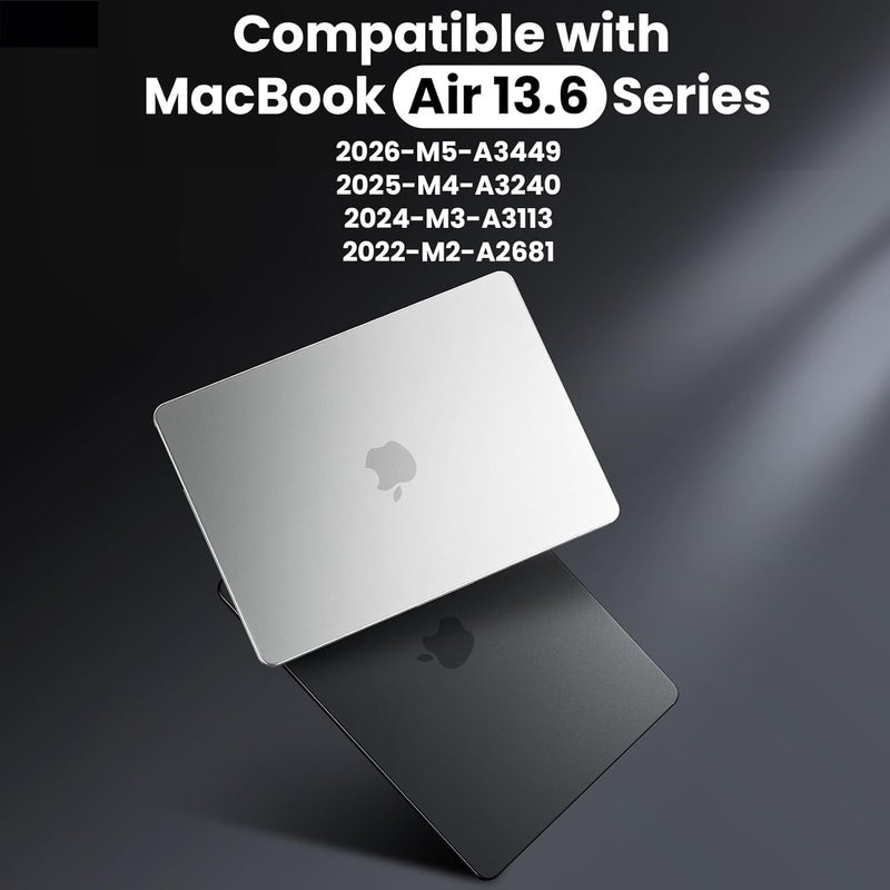BlueSwan حافظة متوافقة مع MacBook Air 13 بوصة للأعوام 2026 و2025 و2024 و2022 M5 A3449 M4 A3240 M3 A3113 M2 A2681، غلاف حماية PP خارجي غير لامع ومقاوم للتشقق ومضاد لبصمات الأصابع لجهاز Mac 13.6 بوصة، أسود غير لامع - Image 4