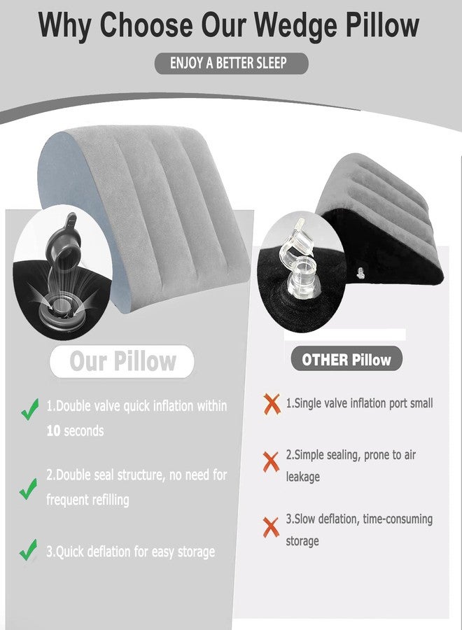 TheClover Inflatable Wedge Pillow for Acid Reflux & Snoring - Adjustable Height Bed Wedge Pillow, Portable PVC Wedge Cushions for Sleeping, Travel, Post Surgery Recovery, Back, Leg & Body Support - Image 4