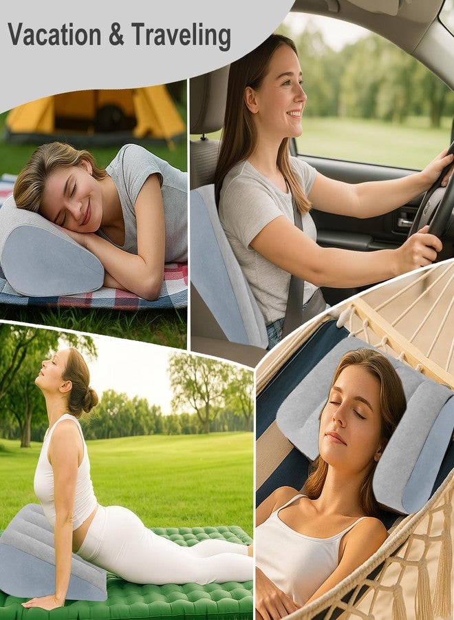 TheClover Inflatable Wedge Pillow for Acid Reflux & Snoring - Adjustable Height Bed Wedge Pillow, Portable PVC Wedge Cushions for Sleeping, Travel, Post Surgery Recovery, Back, Leg & Body Support - Image 2