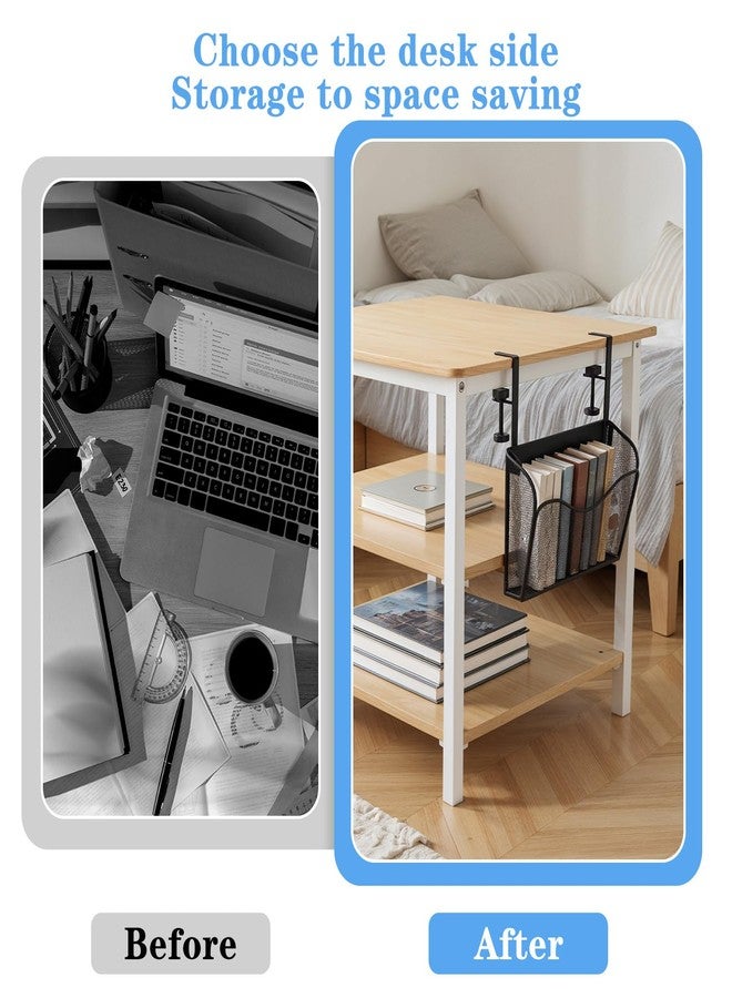 AojSup Clamp On Desk Organizer, 2-IN-1 Under Desk Side Organizer Storage, Wall Mounted Mesh File Rack, Hanging Office Organization for Document Magazine Paper School Supplies - Image 5