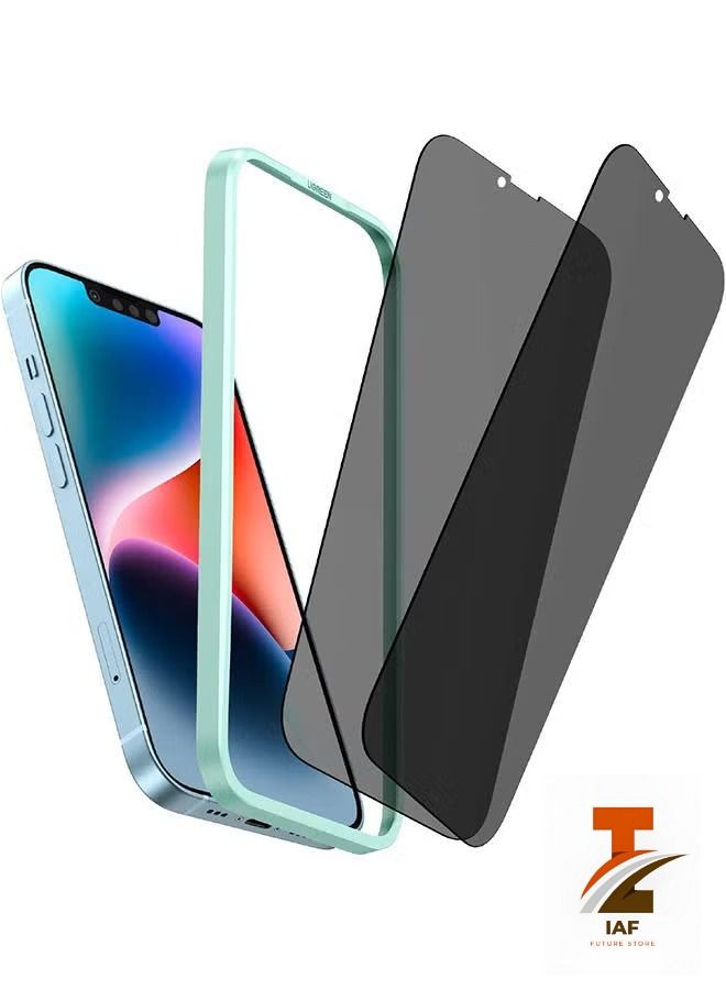 IAF iphone 14/iphone 13/iphone 13 pro privacy protector 2 pack for screen anti-scratch with alignment frame bubble free resistant tempe glass anti-spy protector film clear - Image 1