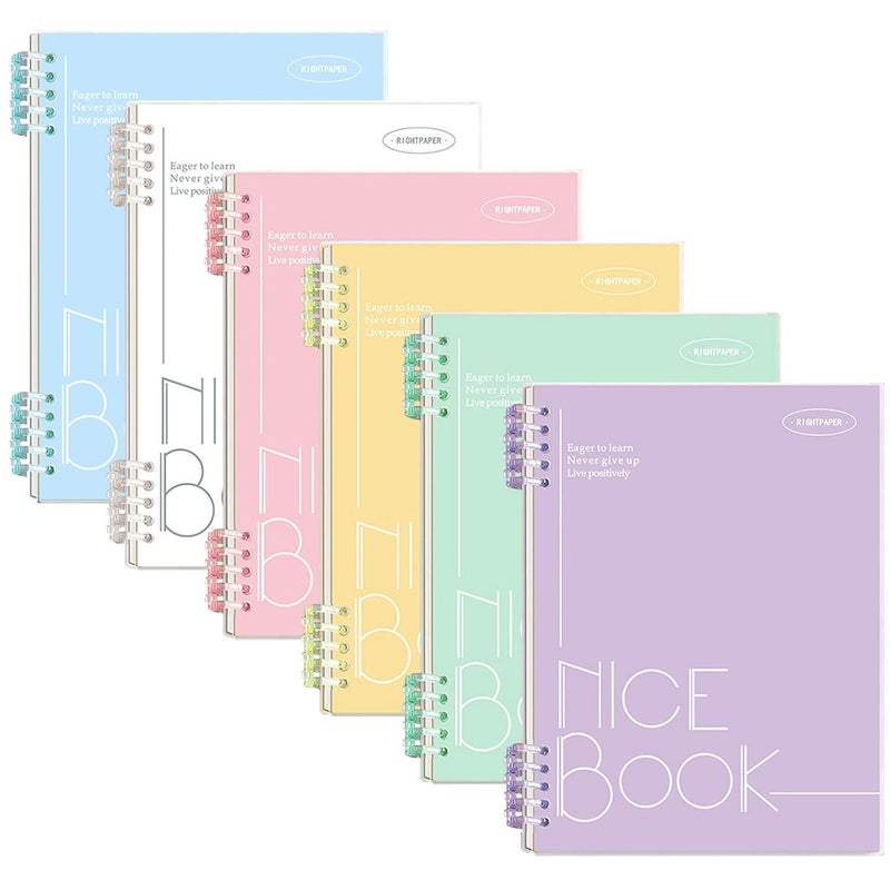 A5 Spiral Notebooks Set - 6 Pack with Replaceable Lined Paper in Morandi Colors - Image 1