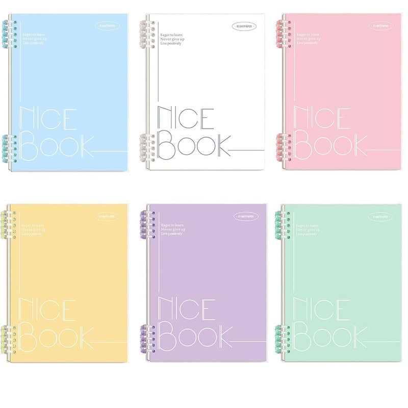 A5 Spiral Notebooks Set - 6 Pack with Replaceable Lined Paper in Morandi Colors - Image 2