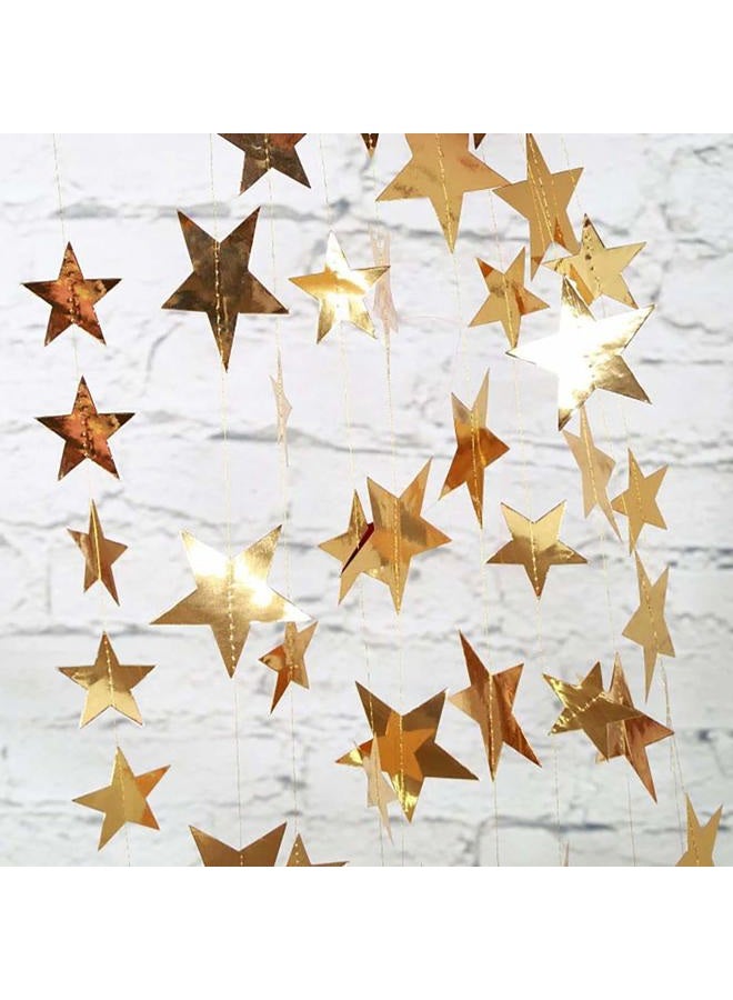 REOLAN Gold Star Garland Banner Decorations - 156 Feet Bright Gold Paper Garland Hanging Decorations, Glitter Gold Star Bunting Banner for Wedding, Birthday, Holiday, Christmas Party - Image 5
