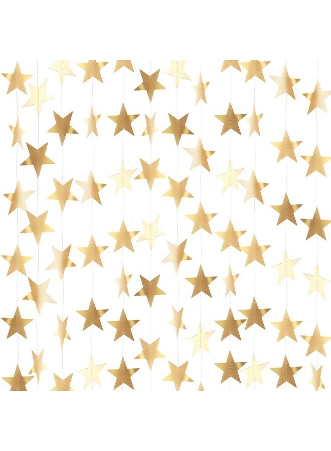 REOLAN Gold Star Garland Banner Decorations - 156 Feet Bright Gold Paper Garland Hanging Decorations, Glitter Gold Star Bunting Banner for Wedding, Birthday, Holiday, Christmas Party - Image 1