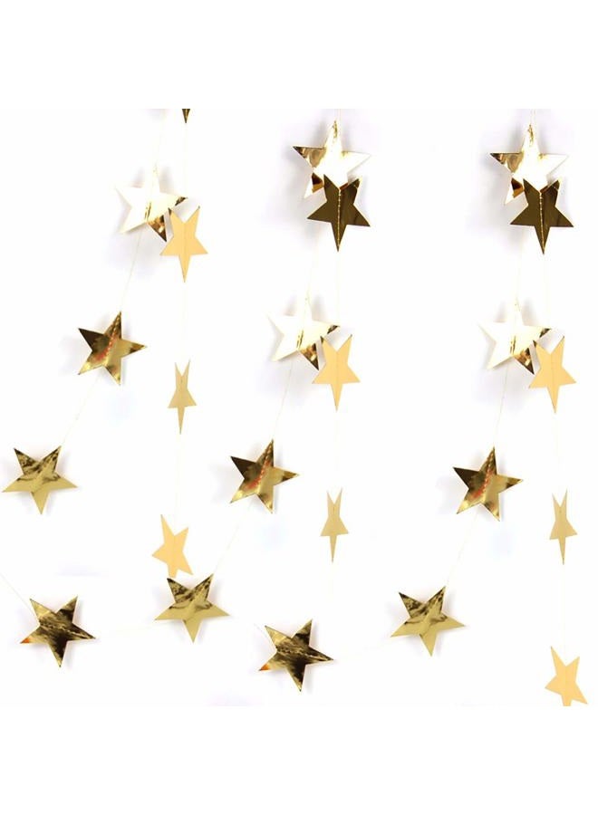 REOLAN Gold Star Garland Banner Decorations - 156 Feet Bright Gold Paper Garland Hanging Decorations, Glitter Gold Star Bunting Banner for Wedding, Birthday, Holiday, Christmas Party - Image 4