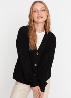 trendyol Black Basic Hair Knitted Knitwear Cardigan TWOAW23HI00627  - Image 1