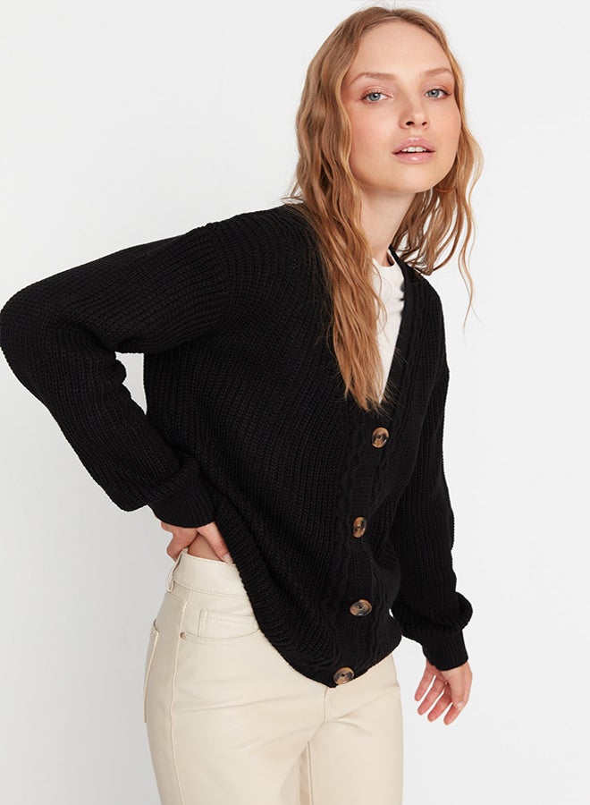 trendyol Black Basic Hair Knitted Knitwear Cardigan TWOAW23HI00627  - Image 3