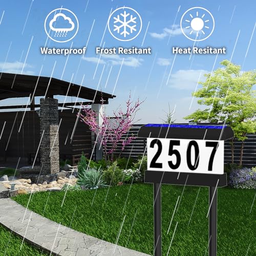 IVWVI Double Side Solar Address Numbers, Lighted House Numbers for Outside, Waterproof RGBW Color Changing Remote Control, Led Illuminated Solar Address Sign with Stakes for Garden Street Home Yard - Image 5