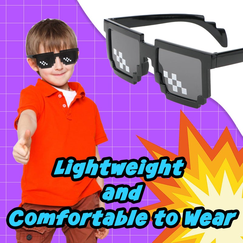 kilofly 2pc 8-Bit Pixel UV Protect Gamer Sunglasses Adult Kids Party Favors - Image 5