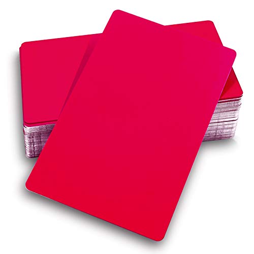 Ebamaz 50PCS Thick 0.45mm Aluminum Metal Business Cards Blanks 3.4 X2.13 inch for Customer Laser Engraving (Red, Blank) - Image 1