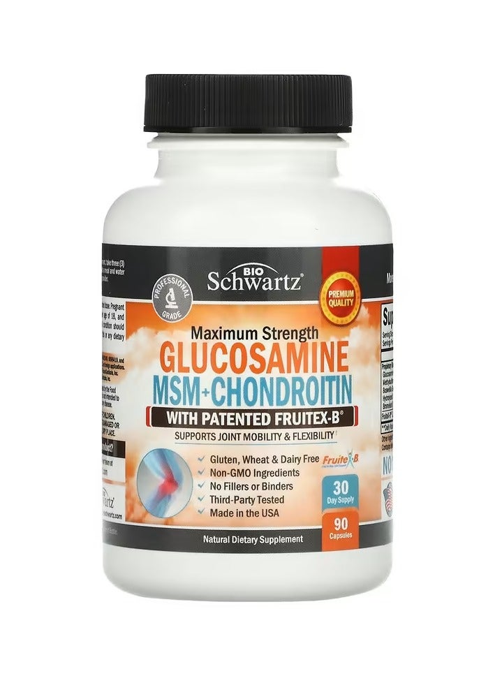 BioSchwartz BioSchwartz, Glucosamine MSM + Chondroitin with Patented Fruitex-B, 90 Capsules