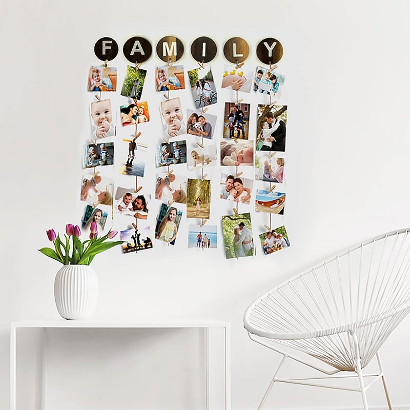 VAH Picture Photo Frame for Wall Decor Photos Pictures Organizer Hanging Photo album with Wood Clips Wall Hanging with Wall Dcor - Image 1