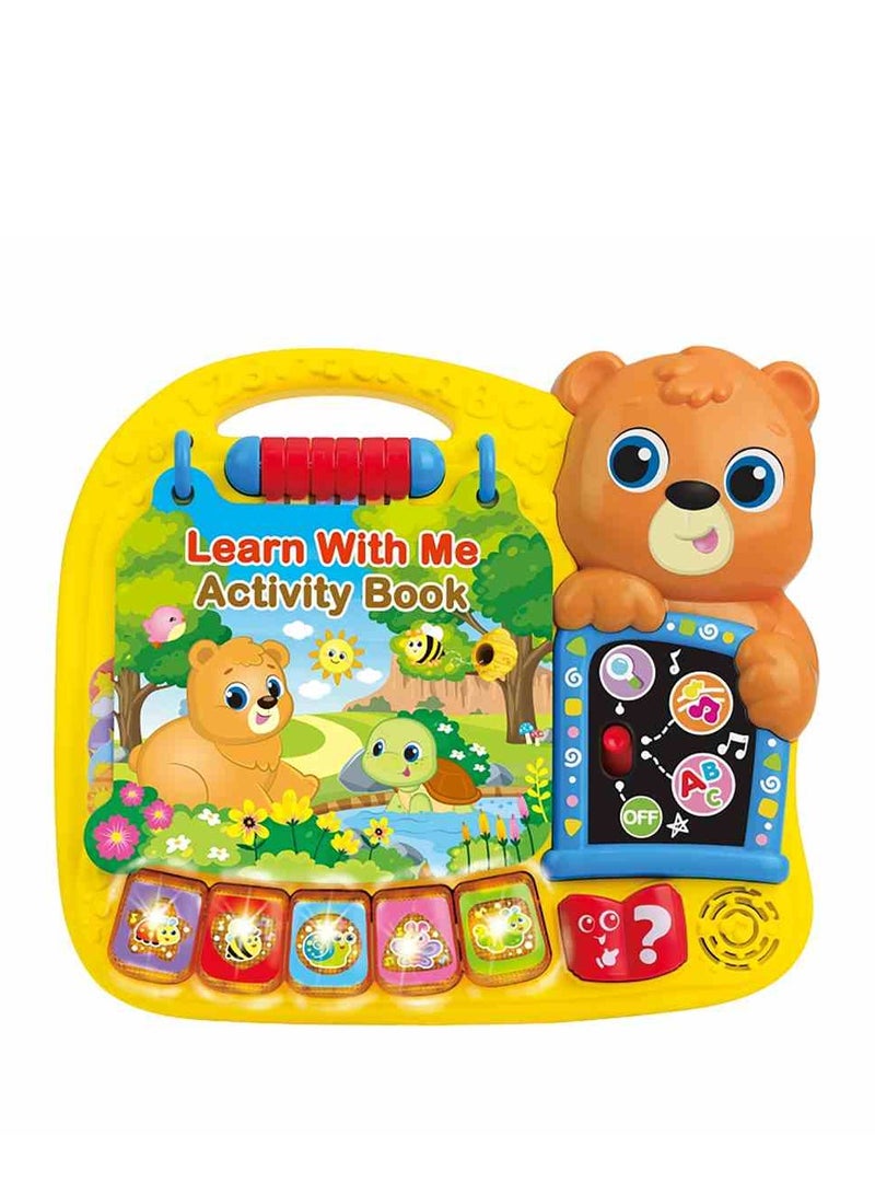 Winfun Learn With Me Activity Book Interactive Learning Fun for Toddlerss | Lights, Learning & Music Fun | Interactive Learning Book with 13 Pages, Light-Up Buttons & 3 Learning Modes | For Ages 12M+ - Image 1