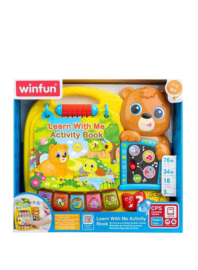 Winfun Learn With Me Activity Book Interactive Learning Fun for Toddlerss | Lights, Learning & Music Fun | Interactive Learning Book with 13 Pages, Light-Up Buttons & 3 Learning Modes | For Ages 12M+ - Image 2