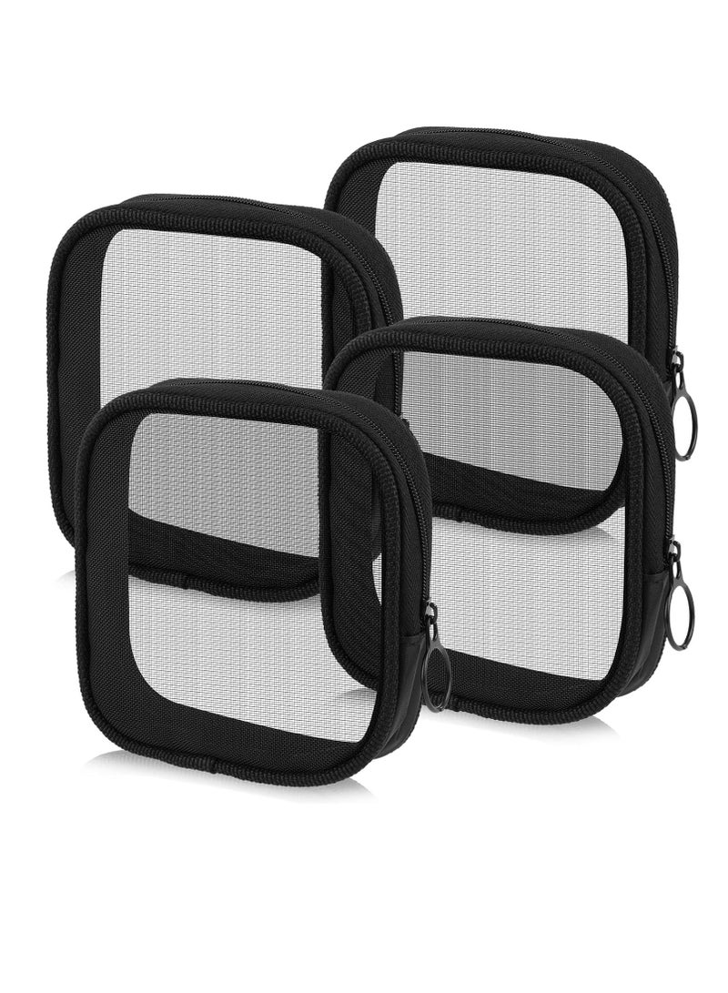 Oasisgalore 4Pcs Mesh Travel Toiletry Bag Makeup Bag Coin Purse Mesh Zipper Pouch for Daily Travel - Image 1