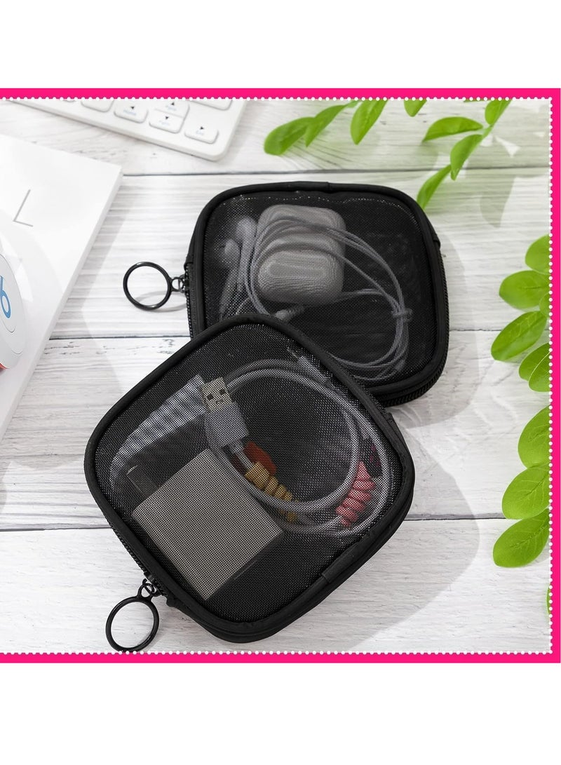 Oasisgalore 4Pcs Mesh Travel Toiletry Bag Makeup Bag Coin Purse Mesh Zipper Pouch for Daily Travel - Image 5