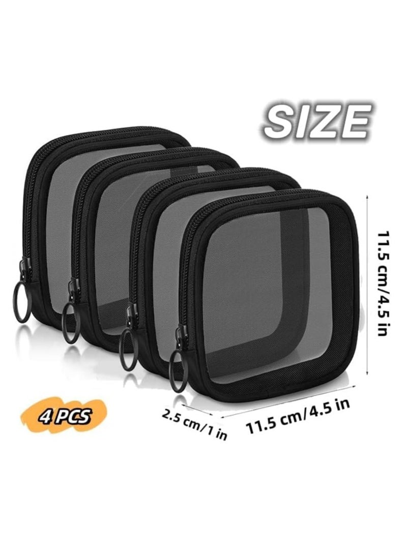 Oasisgalore 4Pcs Mesh Travel Toiletry Bag Makeup Bag Coin Purse Mesh Zipper Pouch for Daily Travel - Image 2