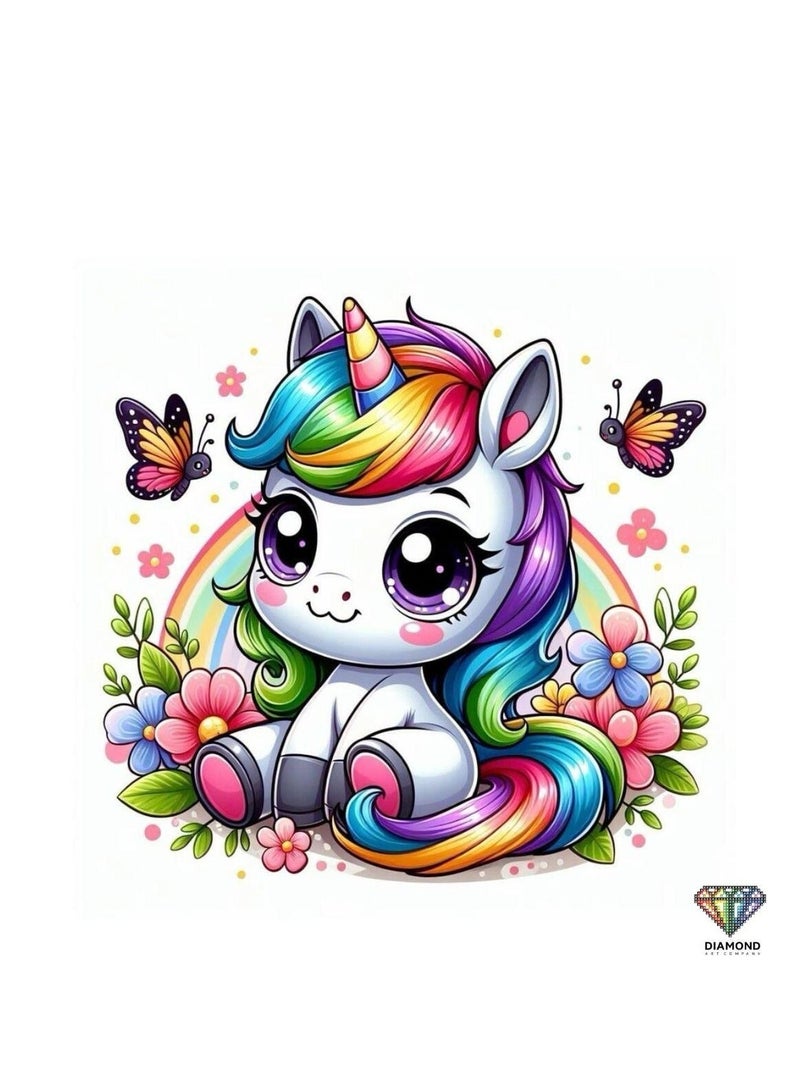 Diamond Painting Kit 5D Diamond Art Set for Kids & Adults DIY Wall Decor Craft,  Baby Unicorn Design, Acrylic Diamonds, Adhesive Canvas with Wooden Frame, Relaxing Hobby Art Kit, 20x20 cm - Image 3