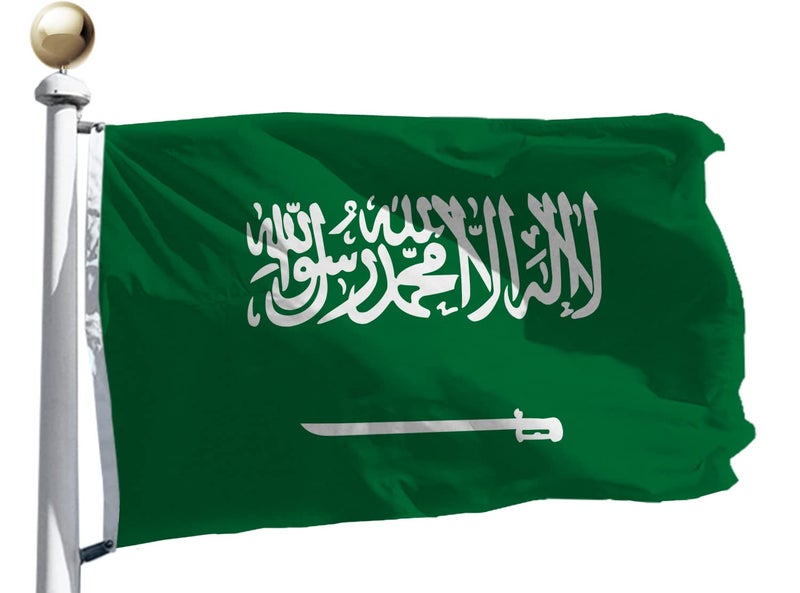 rhungift Saudi Arabia Flag 3x5 Ft Outdoor Large, Moderate-Outdoor 100D Polyester,Canvas Header and Double Stitched - Kingdom of Saudi Arabia Flags Banner House Decoration Yard Gift - Image 1