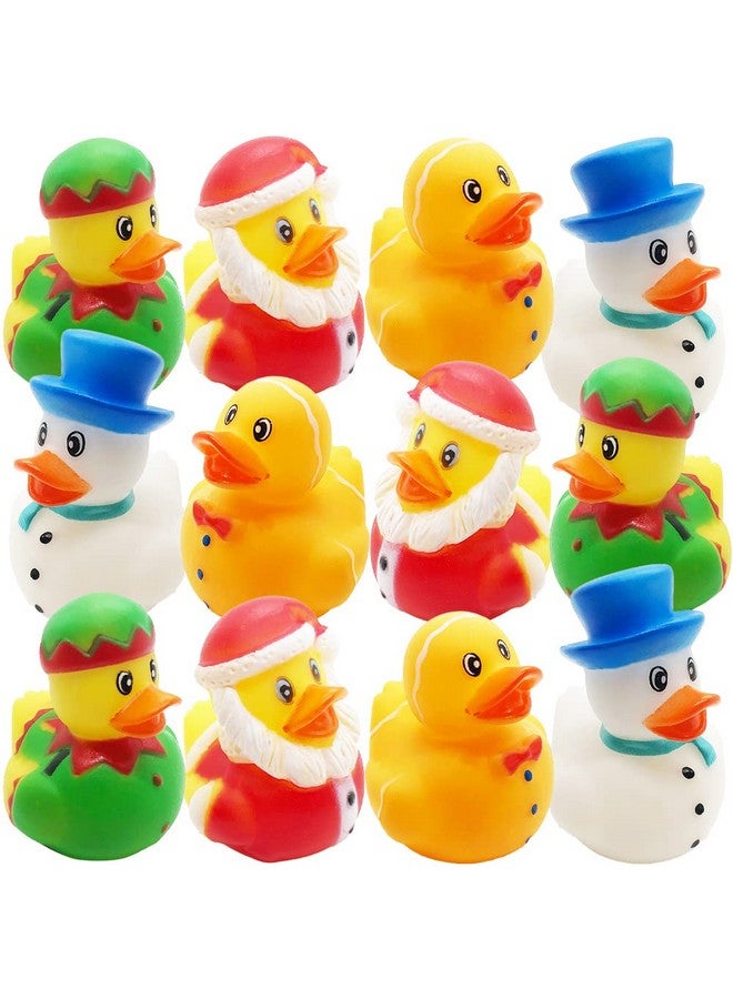 ArtCreativity Christmas Rubber Duckies for Kids, Pack of 12, Holiday-Themed Rubber Ducks for Bath or Pool, Fun Christmas Duckies Party Favors, Bulk Xmas Ducks for Cruise Ship & Events - Image 1