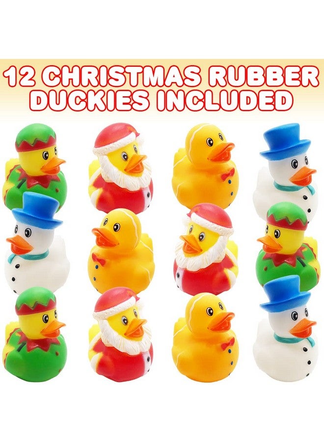 ArtCreativity Christmas Rubber Duckies for Kids, Pack of 12, Holiday-Themed Rubber Ducks for Bath or Pool, Fun Christmas Duckies Party Favors, Bulk Xmas Ducks for Cruise Ship & Events - Image 2