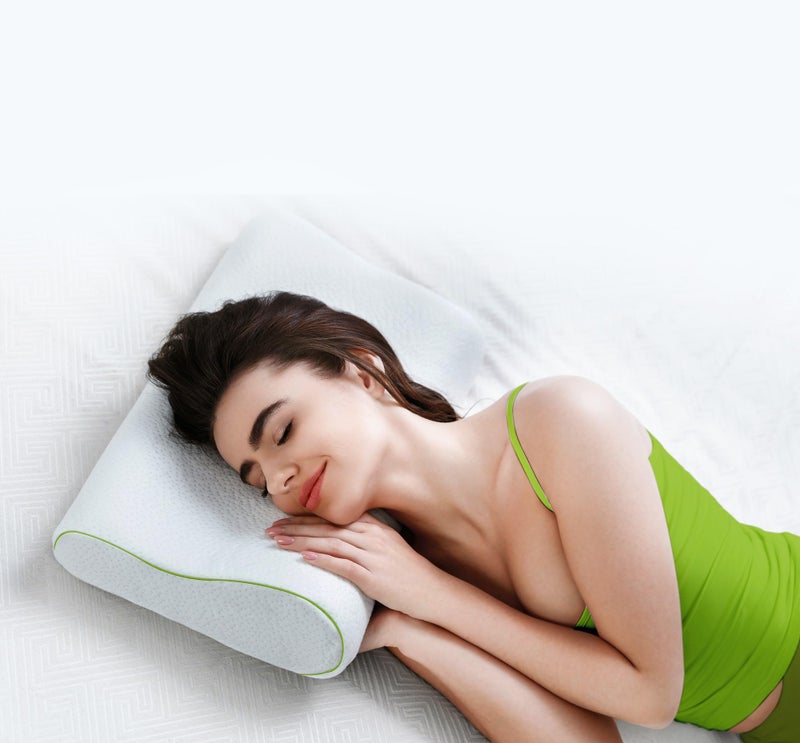 Cushows Memory Foam Contour Cervical Pillow for Relief from Neck, Shoulders and Back Pain for Side Sleepers - (15" x 24" x 4" inches) (White, Pack of 1) - Image 1