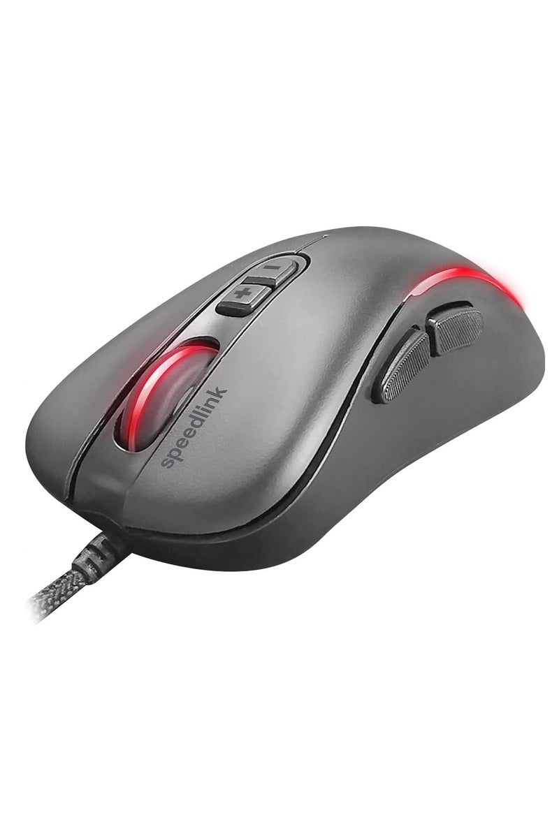 SPEEDLINK ASSERO Gaming Mouse Wired - 5 Buttons - UP To 6400DPI /12g / 32ips /125Hz Optical Sensor  - Colorful RGB Backlit - 1.5m USB Braided cable for PC, Laptop ,Gaming ,Office | Black - Image 1