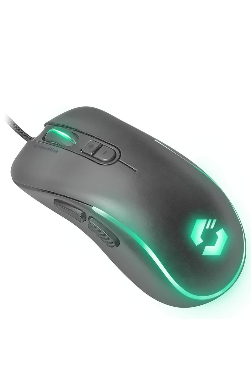 SPEEDLINK ASSERO Gaming Mouse Wired - 5 Buttons - UP To 6400DPI /12g / 32ips /125Hz Optical Sensor  - Colorful RGB Backlit - 1.5m USB Braided cable for PC, Laptop ,Gaming ,Office | Black - Image 4