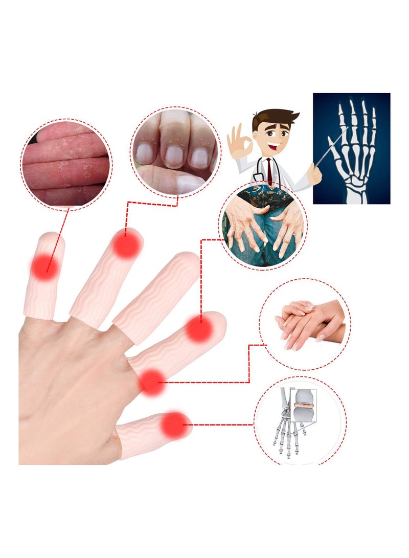 SYOSI Finger Cots, Gel Finger Tips Protector, Finger Sleeves Great for Finger Cracking, Dermatitis, Psoriasis, Hand Eczema and More 14Pcs - Image 2