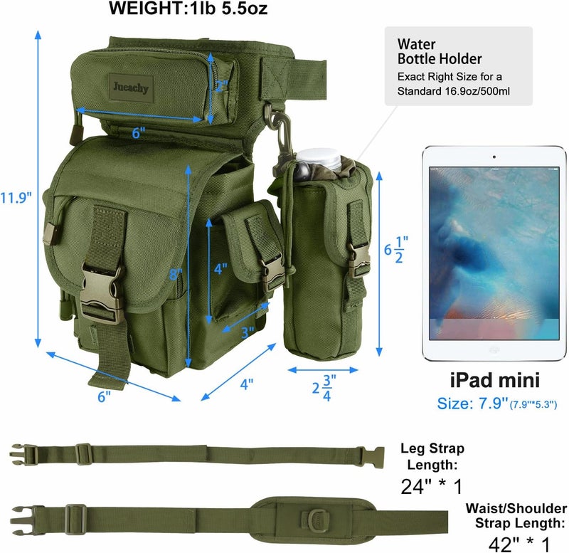 Jueachy Drop Leg Bag for Men Tactical Metal Detecting Thigh Pack with Water Bottle Pouch - Image 5