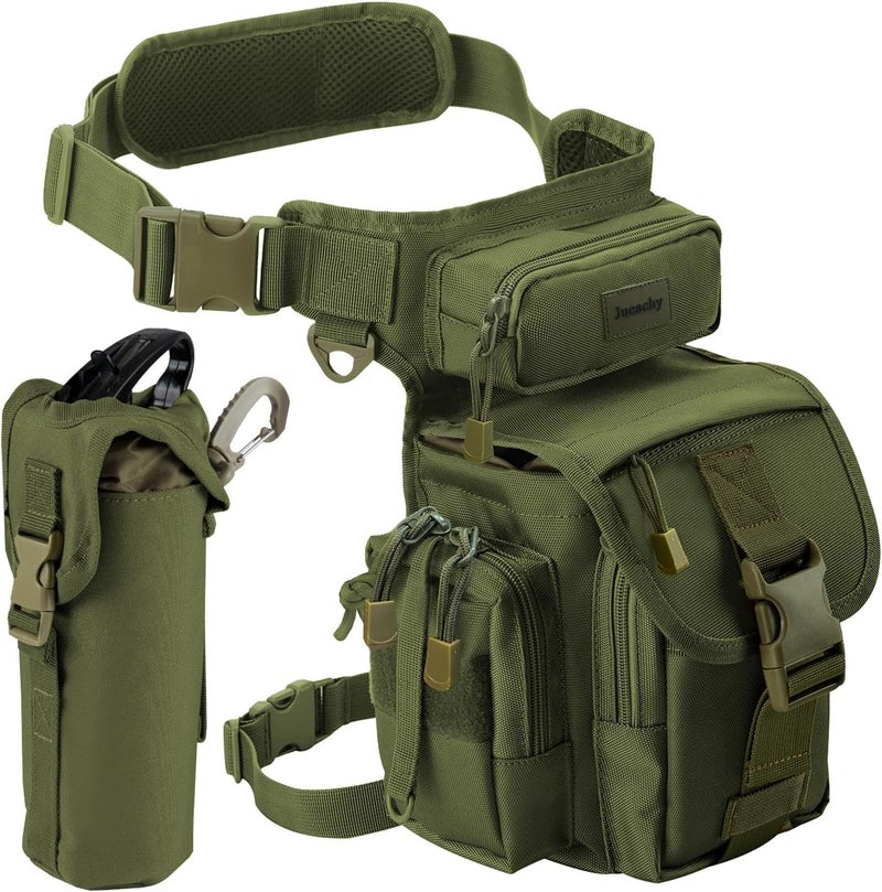 Jueachy Drop Leg Bag for Men Tactical Metal Detecting Thigh Pack with Water Bottle Pouch - Image 1