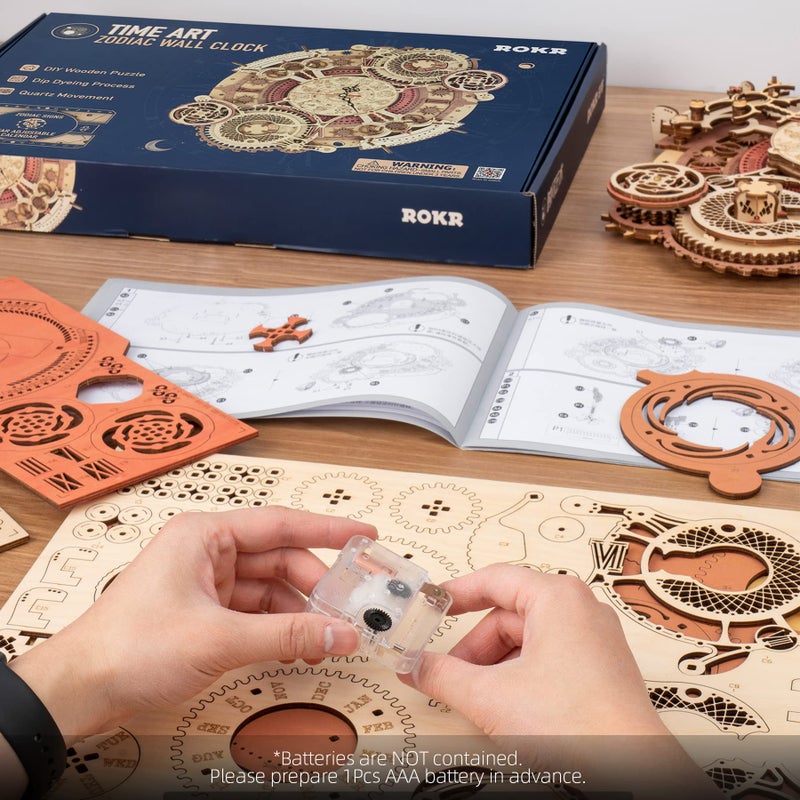 ROKR 3D Wooden Puzzles for Adults-Wooden Clock Puzzle Kit-Wood Model Kits to Build for Adults-Zodiac Wall Clock - Image 5