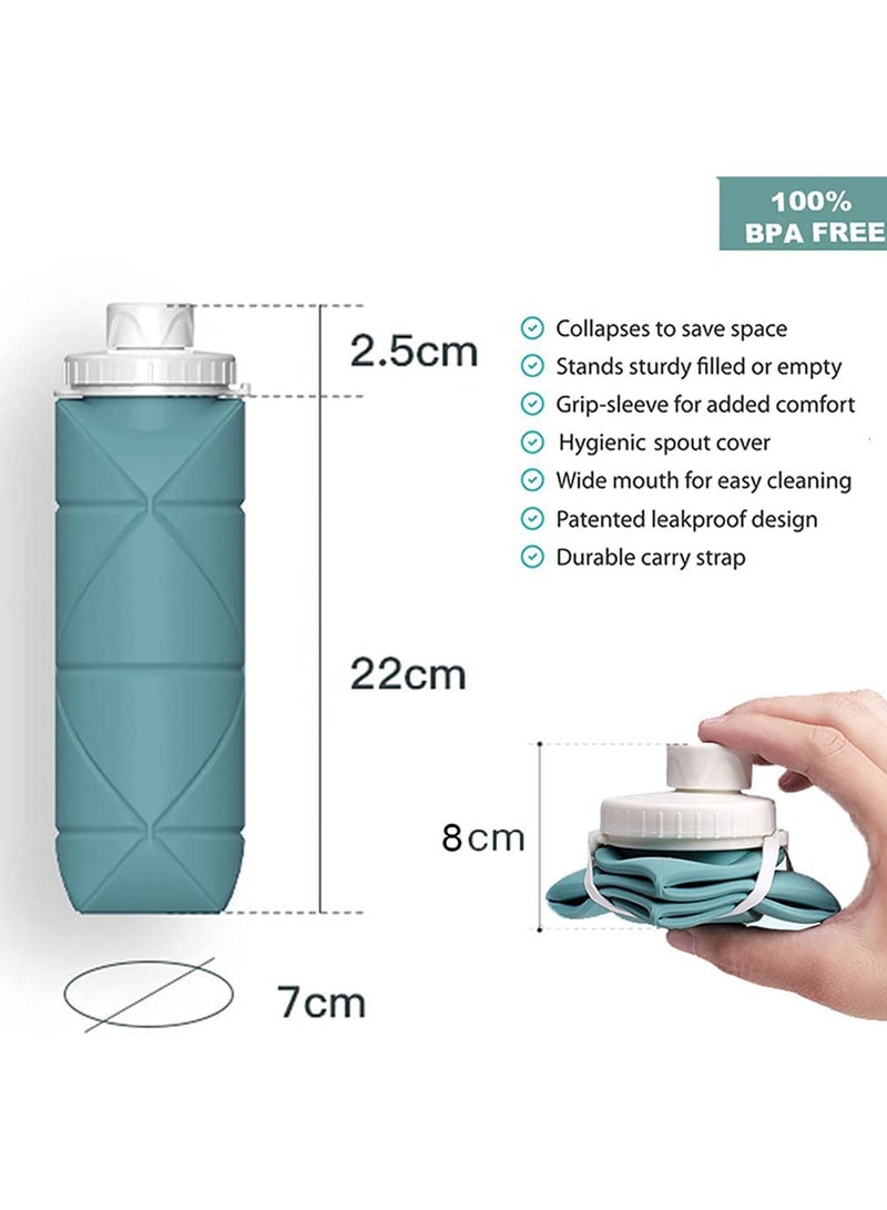 Rock Pow Collapsible Water Bottles Cups Leakproof Valve Reusable BPA Free Silicone Foldable Travel Water Bottle Cup for Gym Camping Hiking Travel Sports Lightweight Durable - Image 2