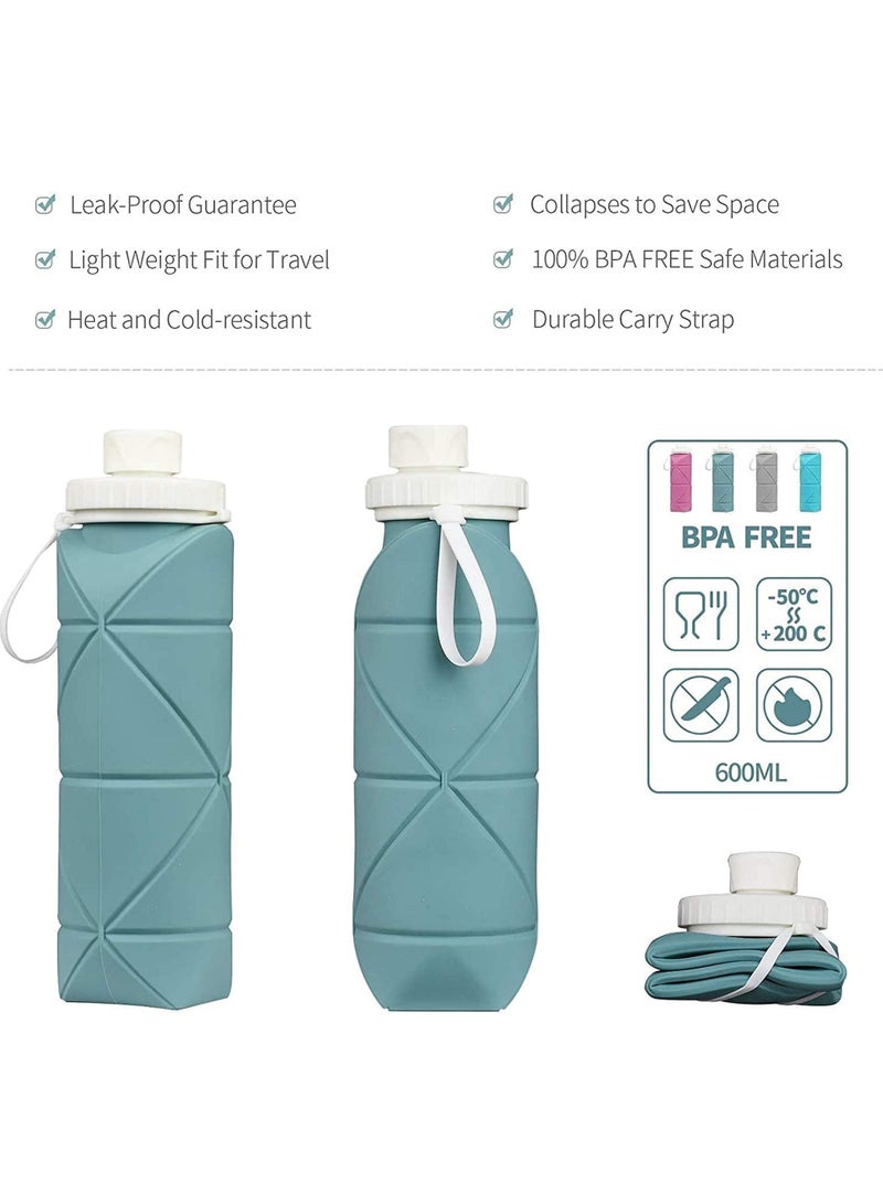 Rock Pow Collapsible Water Bottles Cups Leakproof Valve Reusable BPA Free Silicone Foldable Travel Water Bottle Cup for Gym Camping Hiking Travel Sports Lightweight Durable - Image 3