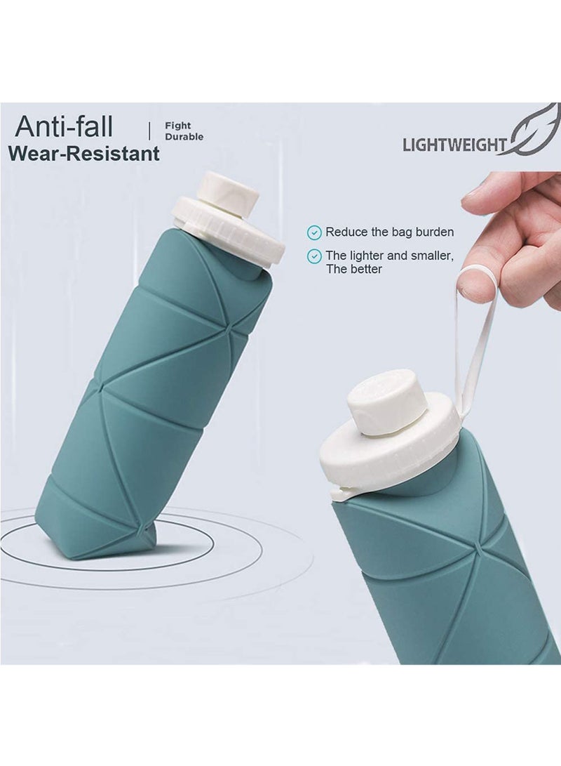 Rock Pow Collapsible Water Bottles Cups Leakproof Valve Reusable BPA Free Silicone Foldable Travel Water Bottle Cup for Gym Camping Hiking Travel Sports Lightweight Durable - Image 4