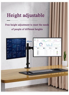 Arabest Dual Monitor Stand, Desk Mount, Monitor Arm for 2 LCD LED Monitor Screens up to 27", Heavy Duty Fully Adjustable Stand, Gaming Monitor Stand with Clamp and Grommet Mounting Base  - Image 5