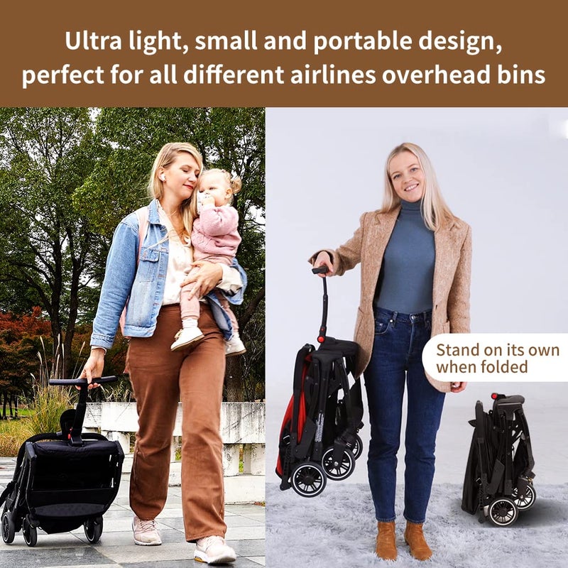 COOL KIDS Portable Stroller with Automatic Fold,Lightweight Umbrella Stroller with Pop Out Sun Canopy,Compact for Travel(Pink) - Image 2