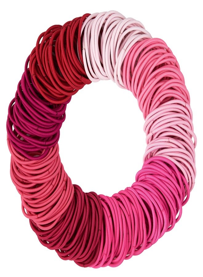 Expressions 216-Piece Hair Ties, 4mm Hair Elastics Shades Of Pink Colors Value Pack, No Metal Hair Bands for Women, Durable Ponytail Holders For Thick Hair, Curly Hair and All Hair Types - Image 1