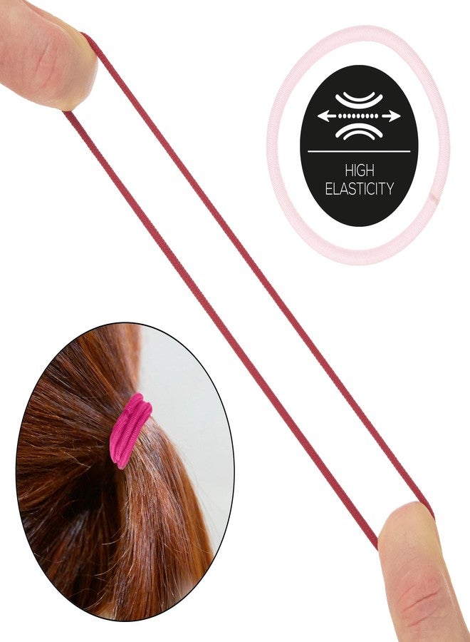 Expressions 216-Piece Hair Ties, 4mm Hair Elastics Shades Of Pink Colors Value Pack, No Metal Hair Bands for Women, Durable Ponytail Holders For Thick Hair, Curly Hair and All Hair Types - Image 5