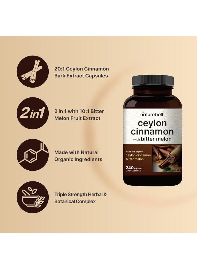 نايتشر بيل NatureBell Ceylon Cinnamon + Bitter Melon – 240 Capsules - Image 5