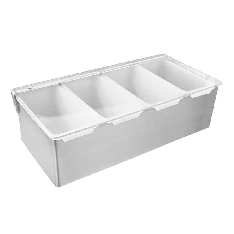 New Star Foodservice New Star Foodservice 48025 Stainless Steel Condiment Dispenser with 4 Compartments (NO ICE Tray Included)  - Image 1