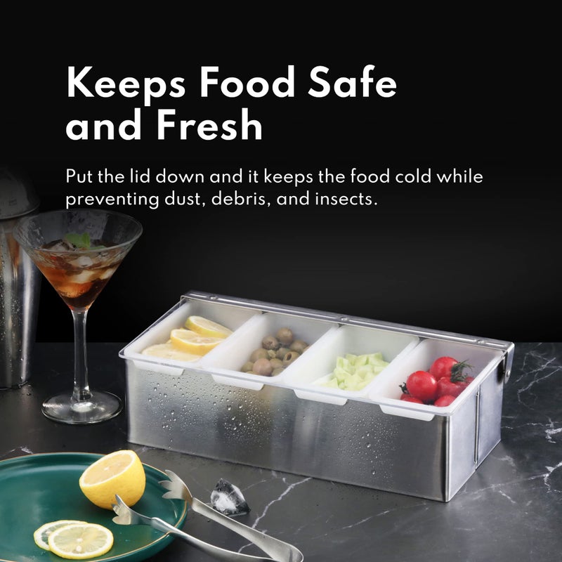 New Star Foodservice New Star Foodservice 48025 Stainless Steel Condiment Dispenser with 4 Compartments (NO ICE Tray Included)  - Image 5