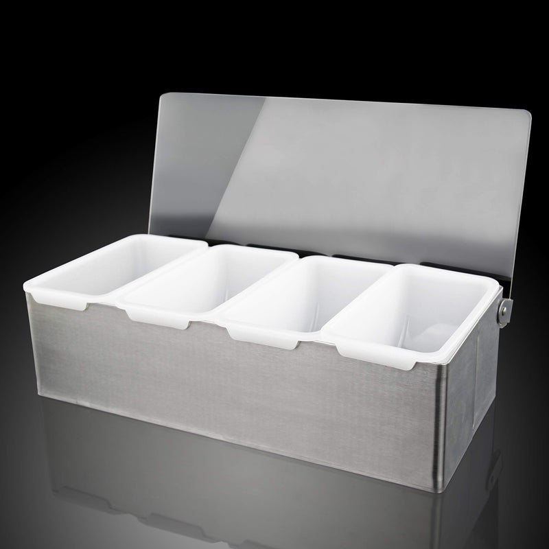 New Star Foodservice New Star Foodservice 48025 Stainless Steel Condiment Dispenser with 4 Compartments (NO ICE Tray Included)  - Image 3